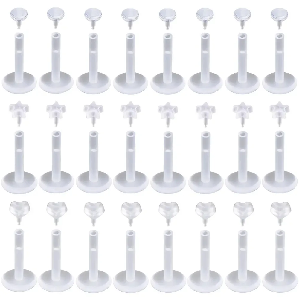 24X 16G نوع مختلط أكريليك Bioflex Labret مونرو الشفاه دفع في 6 مللي متر-12 مللي متر بار شقة الظهر الأذن مسمار التجنيب ثقب