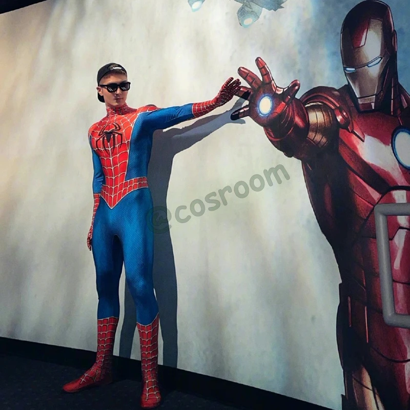 Costume Spiderolk pour adultes, Tobey Maguire Cosplay, costume de batterie, héros souriant, combinaison trempée Zentai, Halloween, olympiques de fête de carnaval