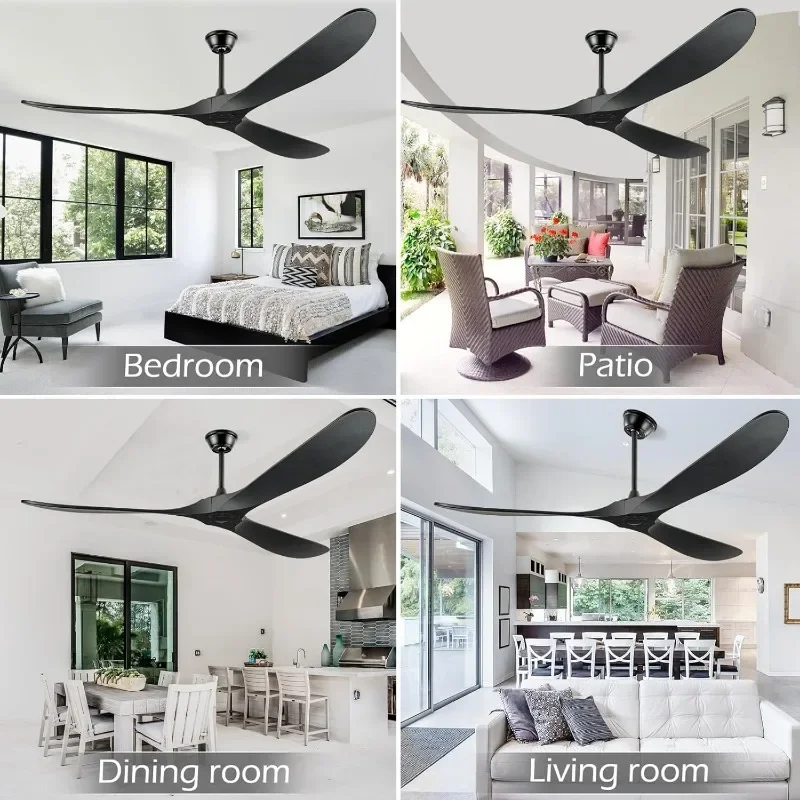 BOOSANT Fans Ceiling Fan  Modern Ceiling Fan Remote Solid Wood Blades Quiet Motor Propeller Ceiling Fan  Patios