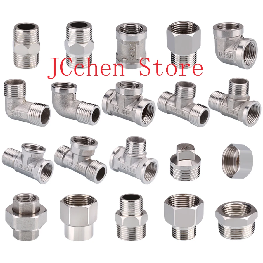 1/2" 3/4" BSP Female Male 201 Stainless Steel Reducer Bushing Tee Elbow Nipple Adapter Connector Coupler Plumbing Pipe Fitting