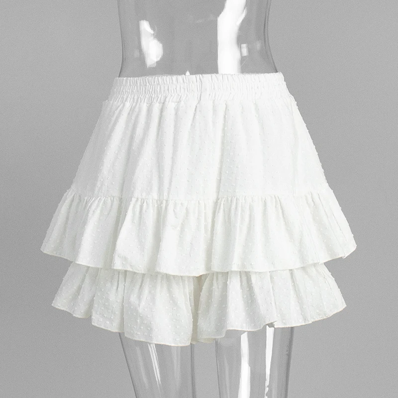 Tornova Casual Ruffled Shorts For Women Solid High Waist Pure Cotton Shorts 2025 Summer New Fashion Sweet A-line Hem Clothes