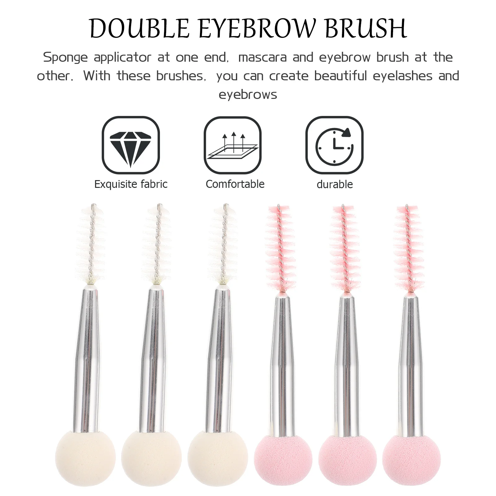 6Pcs High- -Ended Makeup Brushes Versatile Tools for Eyebrow Eyelash Mascara and Sponge Application