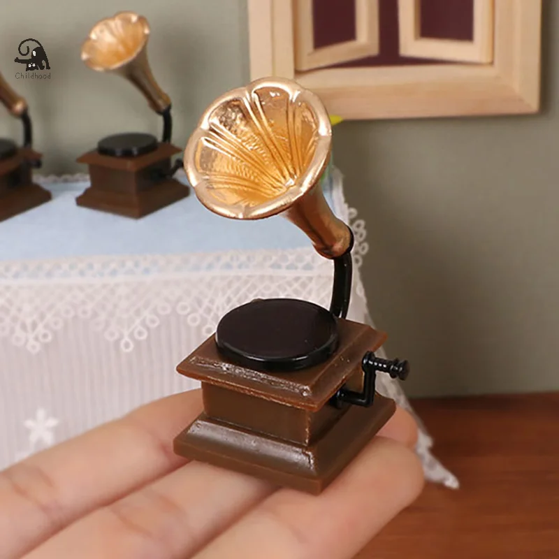 1pc Dollhouse Gramophone Model Miniature Record Player Dollhouse Miniature Model Accessories