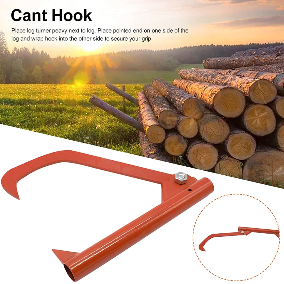 Wood Logging Tool Log Roller Tool Carbon Steel Logging Cant Hook Felling Lever Logging Tool