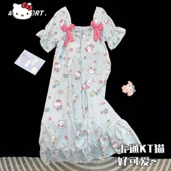 Hello Kitty Kawaii Pijama Dress Summer New Short Sleeved Pyjama Pour Femme Pajamas With Bra Nightwear Cute Anime Nightgowns Y 2k