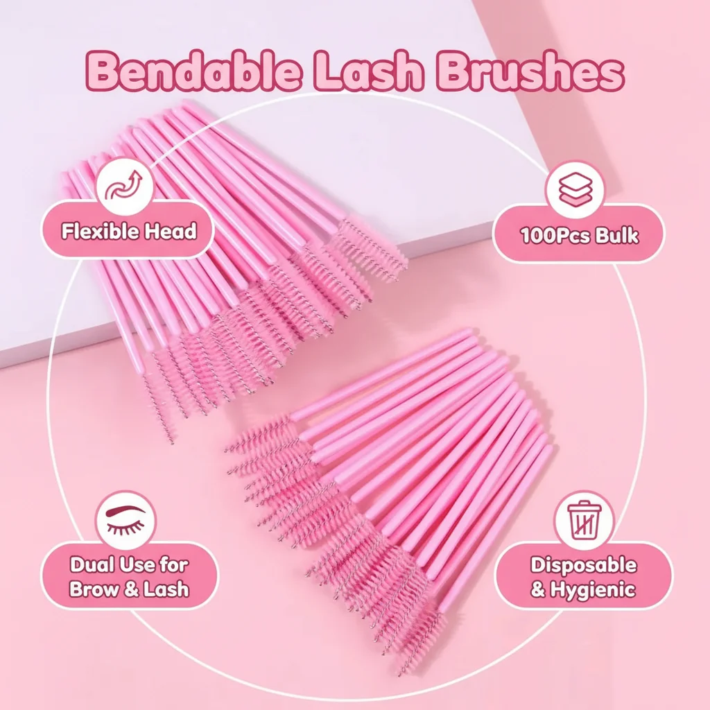 50pcs Disposable Eyelash Brushes, Mascara Wands, Eye Lash Brush, Spoolies For Eyelash Extensions, Spoolie Eyebrow Eyeshado view 2
