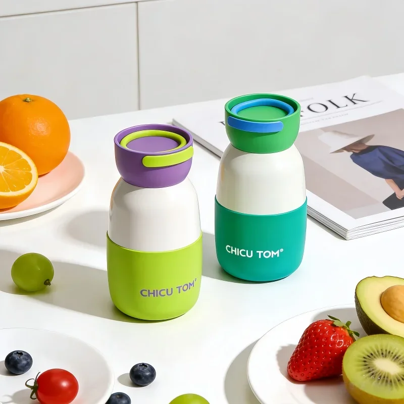 280ml Mini Insulated Water Bottle 316 Stainless Steel with Ceramic Coating Leakproof Thermal Cup for Travel Office Tumbler Mug