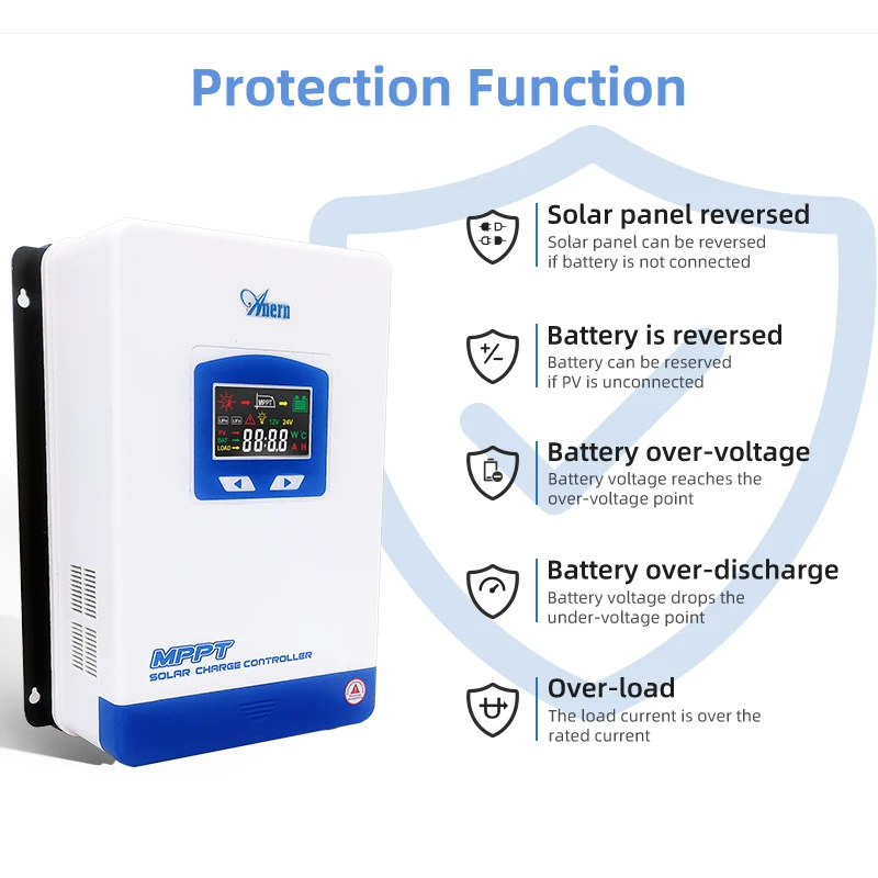 60A Solar Charger Controller MPPT 12V 24V 48V Auto Lifepo4 Battery Charger Solar Street Light Battery Setting Charger Regulator