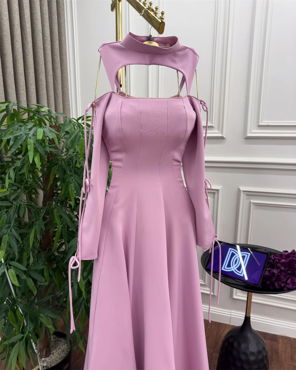 Customized Evening Dress Elegant O-Neck Off the Shoulder 3/4 Sleeves Party Dresses Jersey  A-Line Floor Length Prom Gowns