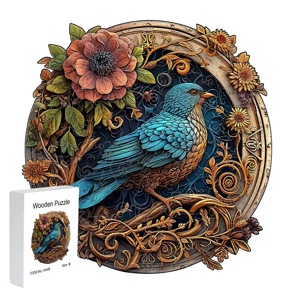 Wooden jigsaw Blue Bird gift box Exquisite gift Irregular animal shape jigsaw personalized senior unique gift family interaction
