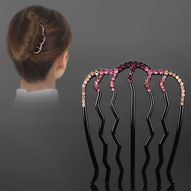 Rhinestone grzebień do włosów spinki do włosów kryształowe damskie spinki do włosów Maker kok dla dziewczynek moda kucyk akcesoria do włosów nakrycia głowy