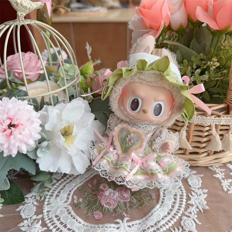 

LABUBU clothes baby clothes 17 cm heart-wrenching macaron sitting in party blue skirt