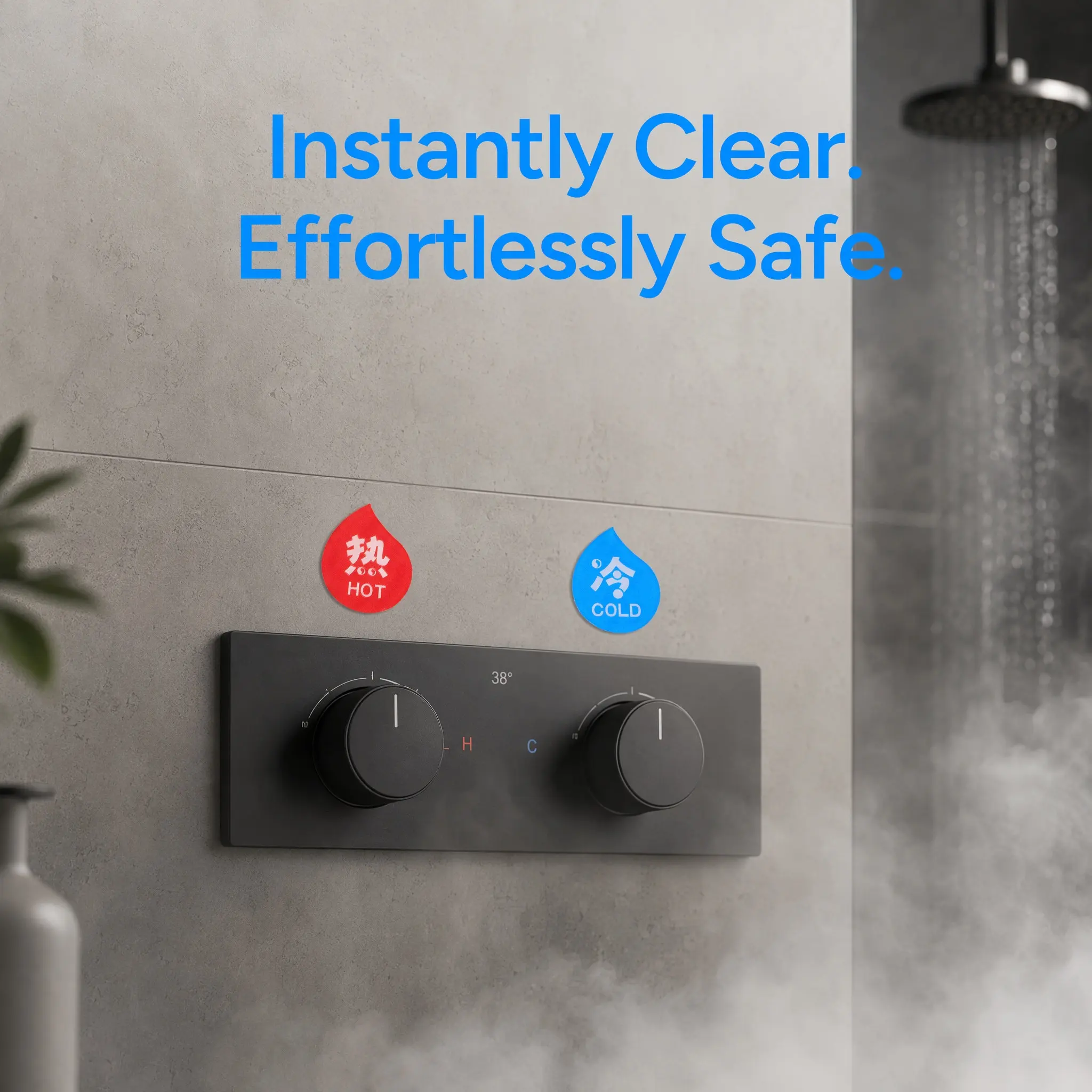 5 Pairs Water Hot Cold Warning Labels – Clear Acrylic Safety Stickers for Bathroom Hotel Office Restaurant - view 4