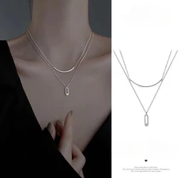 New Arrivals 925 Sterling Silver Double Necklaces Pendant Hot Sale Pure Silver Jewelry for Women