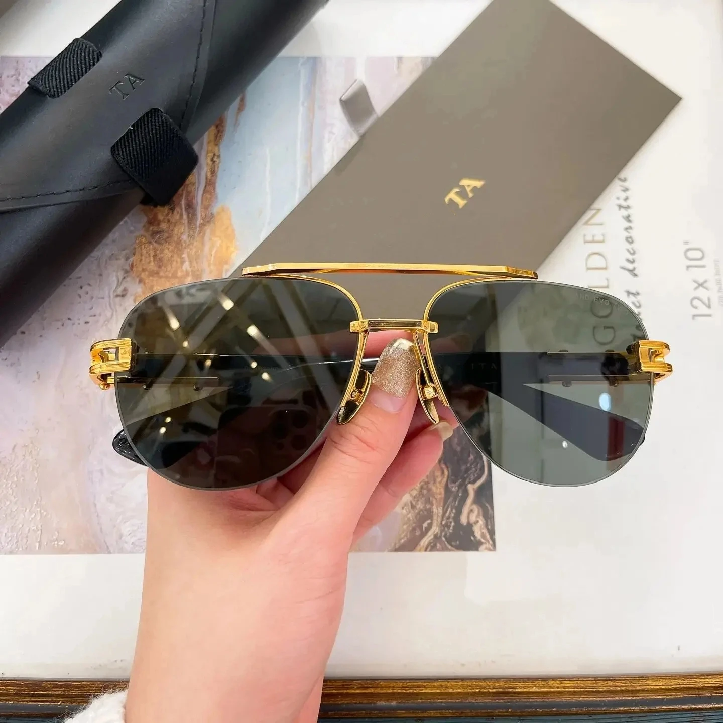 

Original Factory For DIYTA DT GRAND-EVO TWO DTS139 With Brand Box Popular Rimless Green Lenses Top Quality Men Women Sunglasses