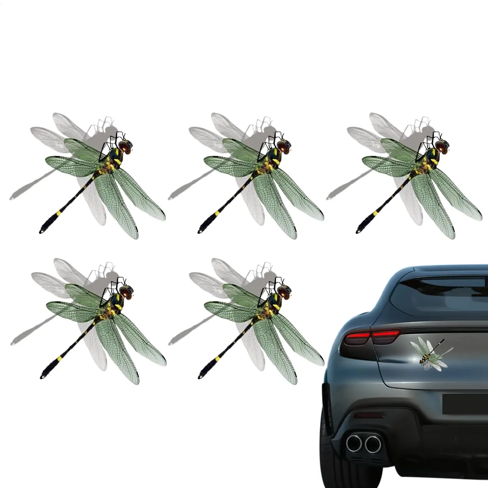 

5 шт. 3d наклейка на окно автомобиля со стрекозой, самоклеящиеся водонепроницаемые наклейки на бампер, автомобильная наклейка на внешнее окно