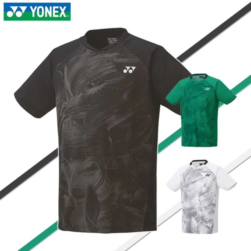 Yonex-T-shirt de sport à manches courtes pour homme, absorbant la transpiration, respirant, confortable, séchage rapide, badminton, tennis imbibé,