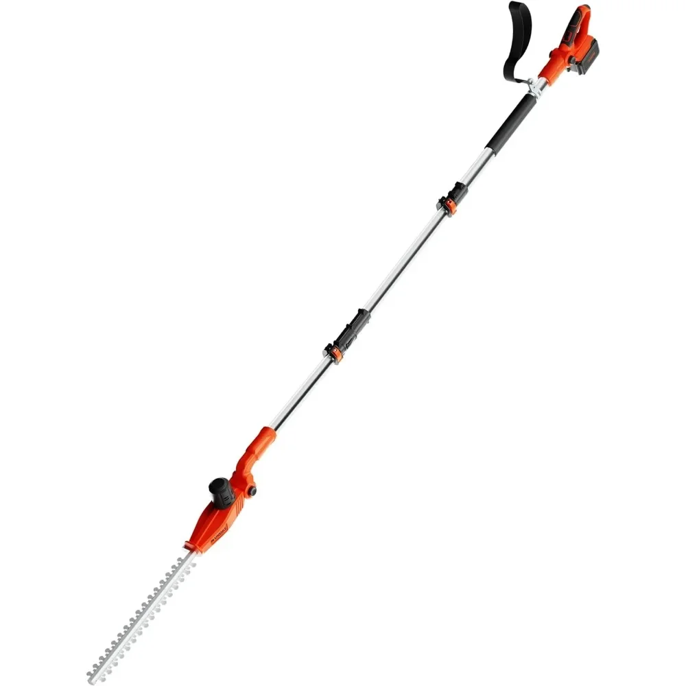 40V Cordless Pole Hedge Trimmer - 18-Inch Dual-Action Blades, Adjustable Head Angle, 3-Position Pivot Head