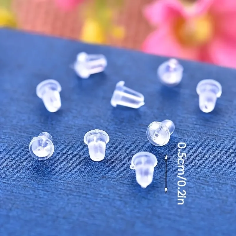 1000 Pieces Soft Transparent Ear Safety Back Pad, Rear Clutch Plug Replacement for Fish Hook Earrings Stud Earrings