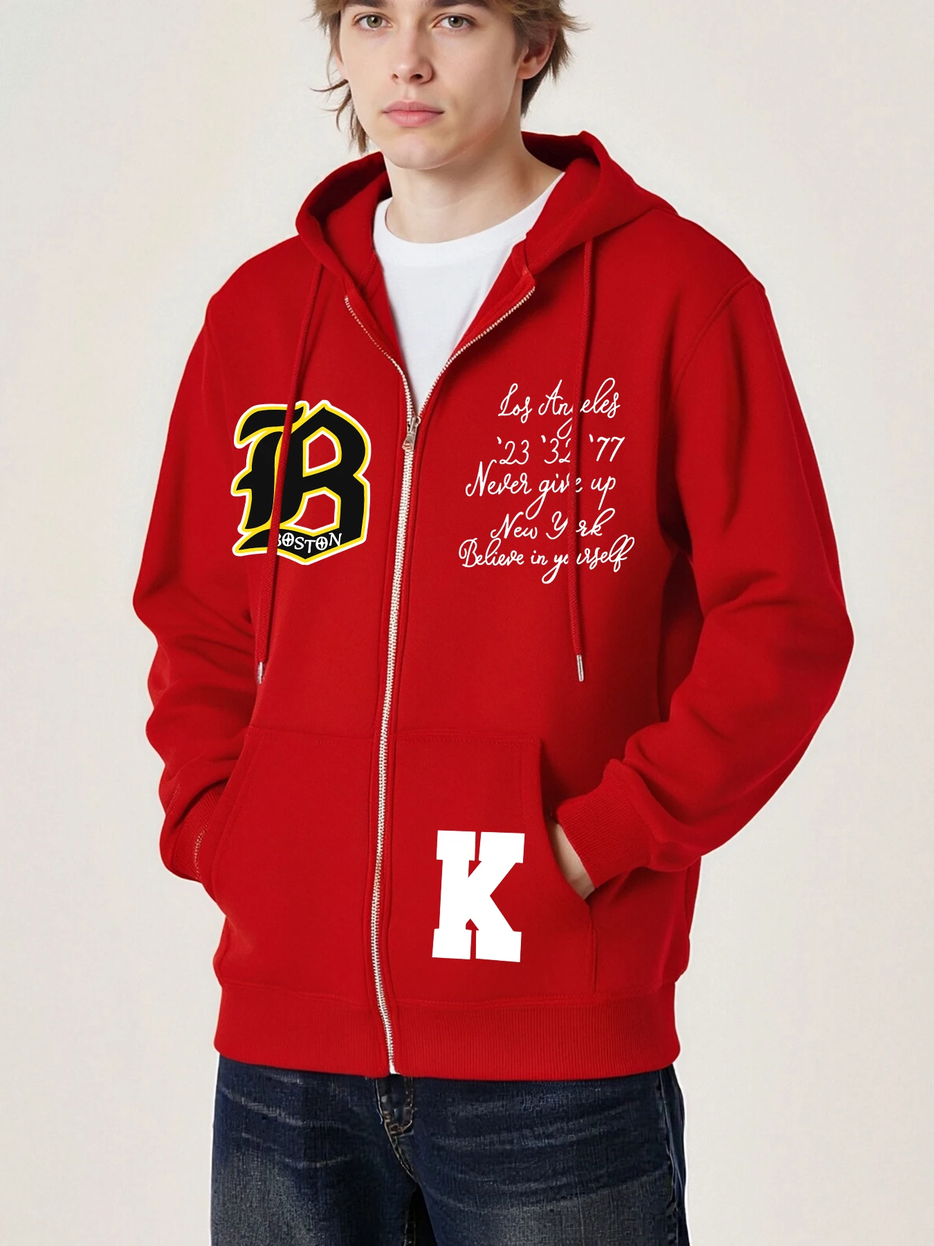 Boston Buchstabe B Und K Drucken Zipper Hoodie Männlichen Mode Fleece Mit Kapuze Sweatshirt Herbst Lose Hoodies Casual Oversize Kleidung