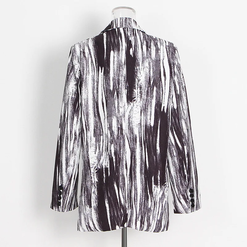 HKSH Autunno Nuove donne Design di nicchia Blazer stampato Tasche con bottone singolo Colletto rovesciato Elegante cappotto alla moda High Street HK9049