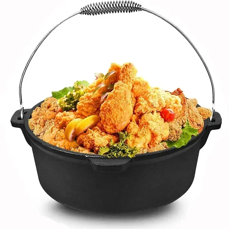 Home Cast Iron Pot Soup Outdoor Camping And Picnic Hanging Pan Large Stewed Chicken Dutch Bowl Electromagnetic Stove Available