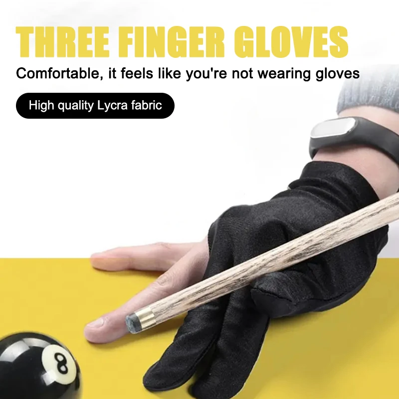 Three Fingers Full-Finger Snooker Pool Cue Billiard Glove For Left Hand Lycra Billiards Gloves