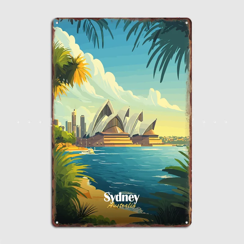 Home Bar Sydney - シドニーオペラハウス旅行風景ポスターレトロガレージクラブバー屋内壁ヴィンテージポスタールーム装飾家の装飾