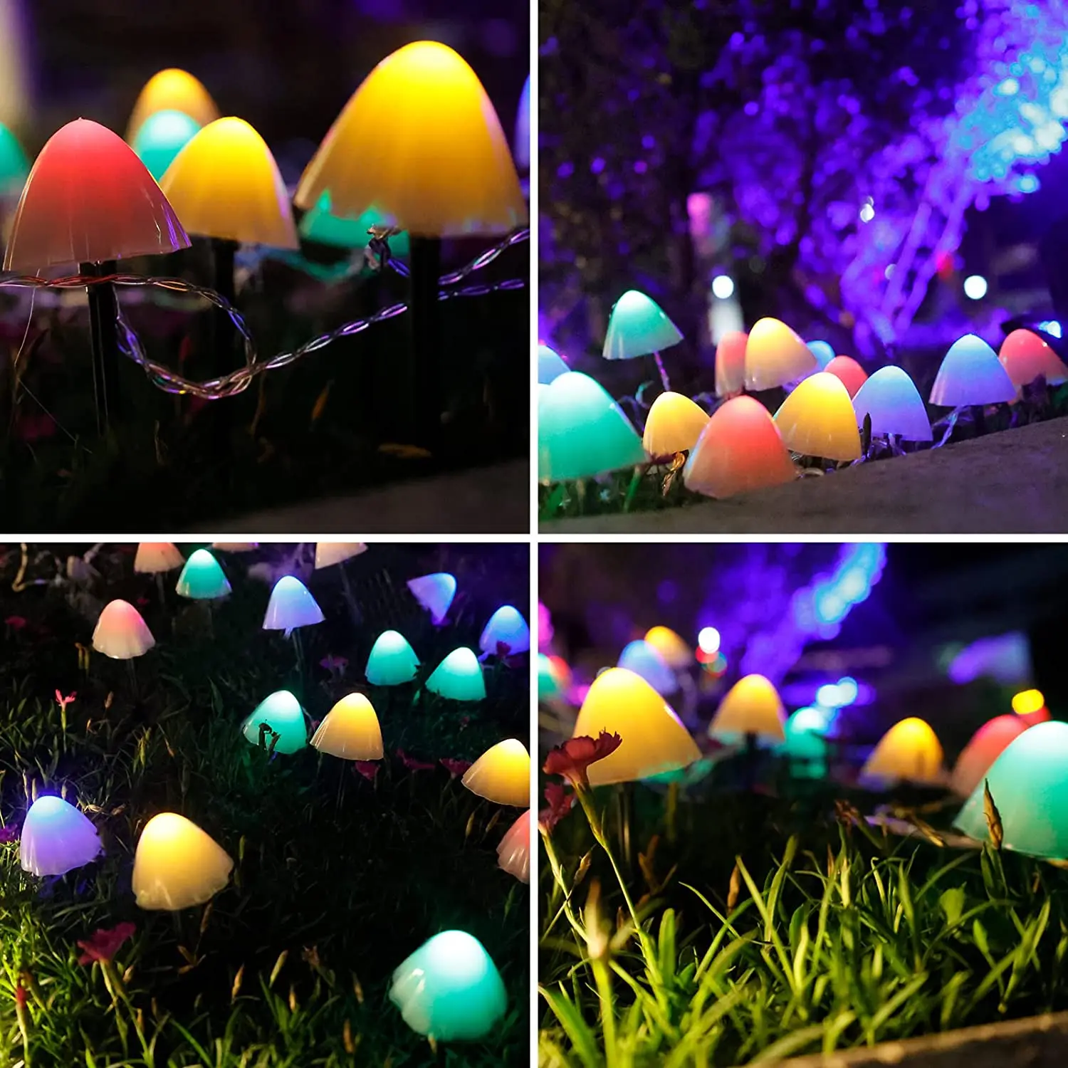 Cogumelo solar luzes da corda ao ar livre paisagem iluminação à prova dwaterproof água lâmpada para jardim pátio caminho natal decoração do feriado