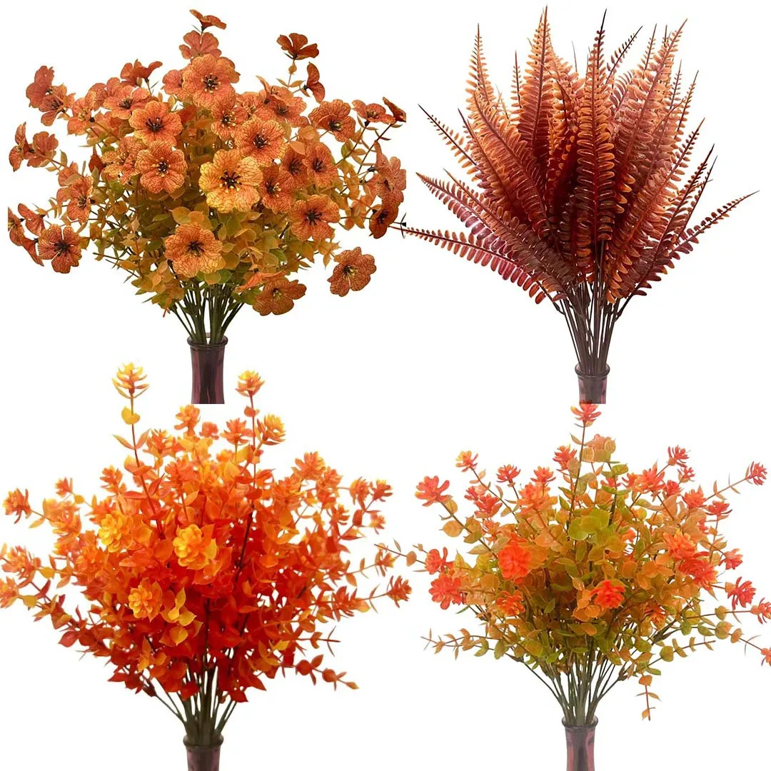 Simulation plant wall decoration bouquet green leaves autumn fern Persian grass wedding garden office decoration