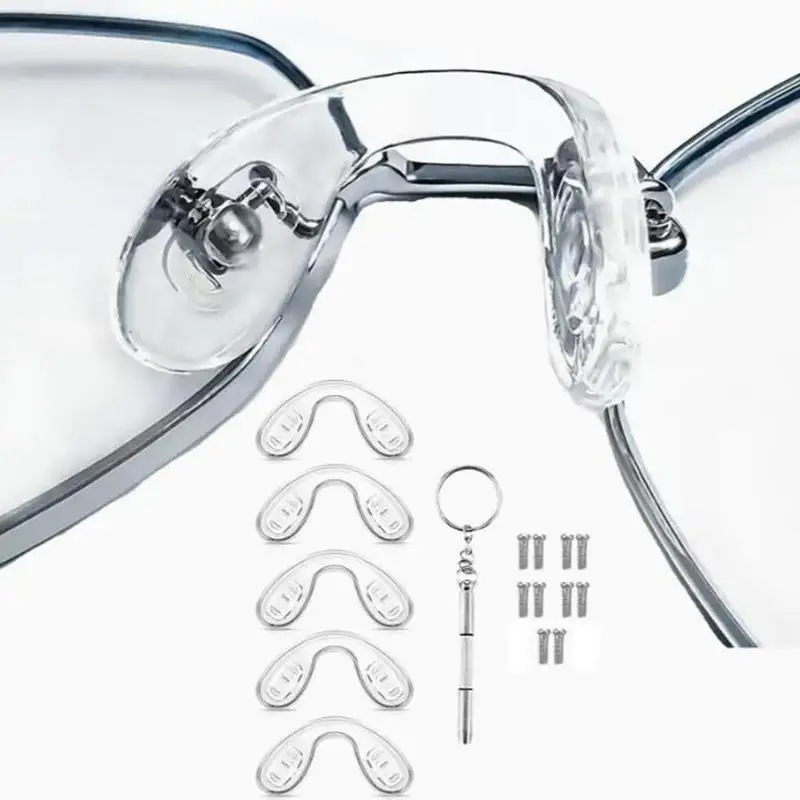 5/8pcs Comfortable U-Shaped Silicone Nose Pads-Repair Kits for Glasses,Non-Slip,Soft,and Breathable Accessories for Eyeglasses