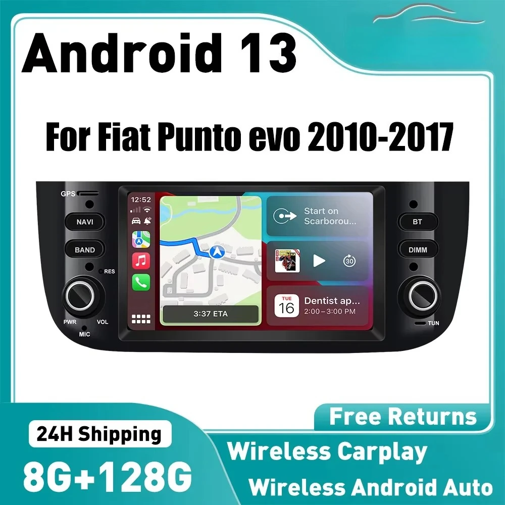 

For Fiat Punto evo 2010-2017 car Stereo 8core WIFI SIM GPS Bluetooth CarPlay Auto Androidauto Navigation TMPS 6.2" 8 Core