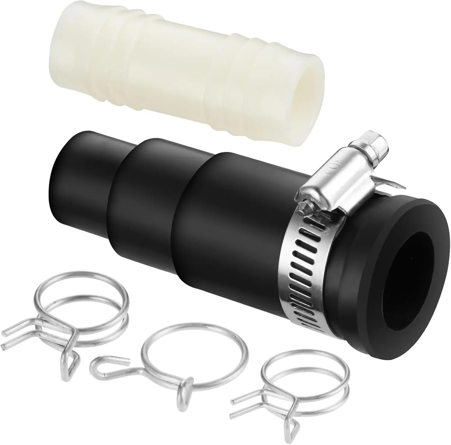Dishwasher to Garbage Disposal Drain Hose Connection Kit Rubber Reinforced Clamp Standard 9 1.5cm Compact Lightweight Design