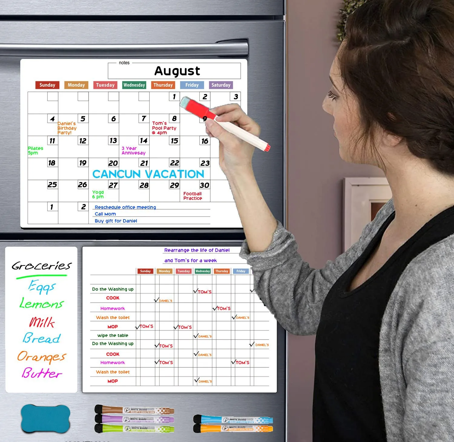 Calendar Table Dry Erase Fridge Sticker Message Board Menu Magnetic Calendar For Fridge Monthly Weekly Planner Whiteboard