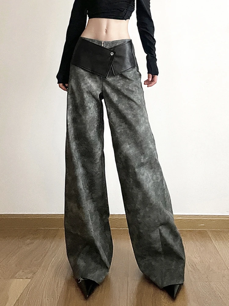 Classic Vintage All-match Casual Trendy Cool Youth Vitality Women's Patchwork Gender-free Wide Leg Pants Trousers