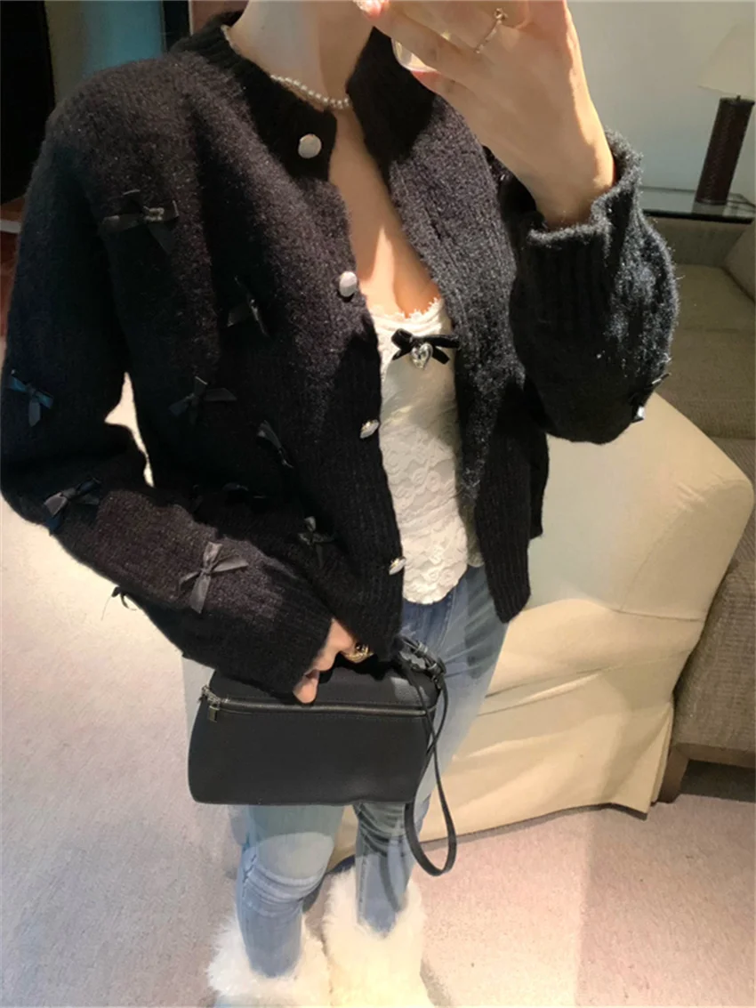 

Alien Kitty Fashion New Elegant Sweaters OL Women Knitwear Casual 2024 Spring Gentle Daily Slim Sweet Chic Office Lady Coats