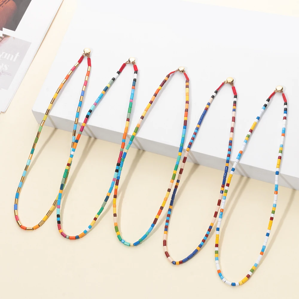 Colorful Column Necklace Simple Color Matching Necklace Accessories For  Women Bohemian Choker