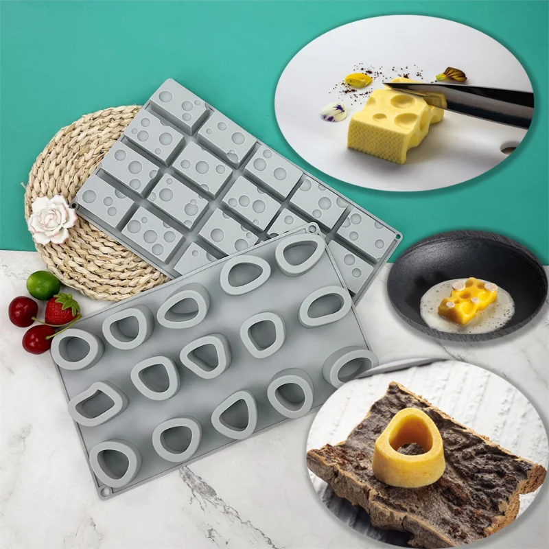 15 Hole Square Cheese Silicone Baking Mold DIY Stone Jelly Biscuit Baking Mould Dessert Cake Decor Soap Candle Making Set Gifts