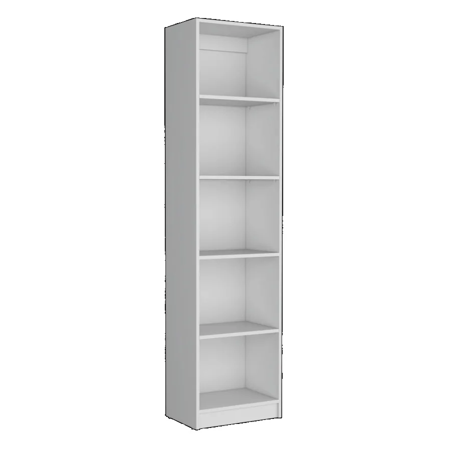 

Home Xs Bookcase with 5Tier Shelves and Slim Design White Office
