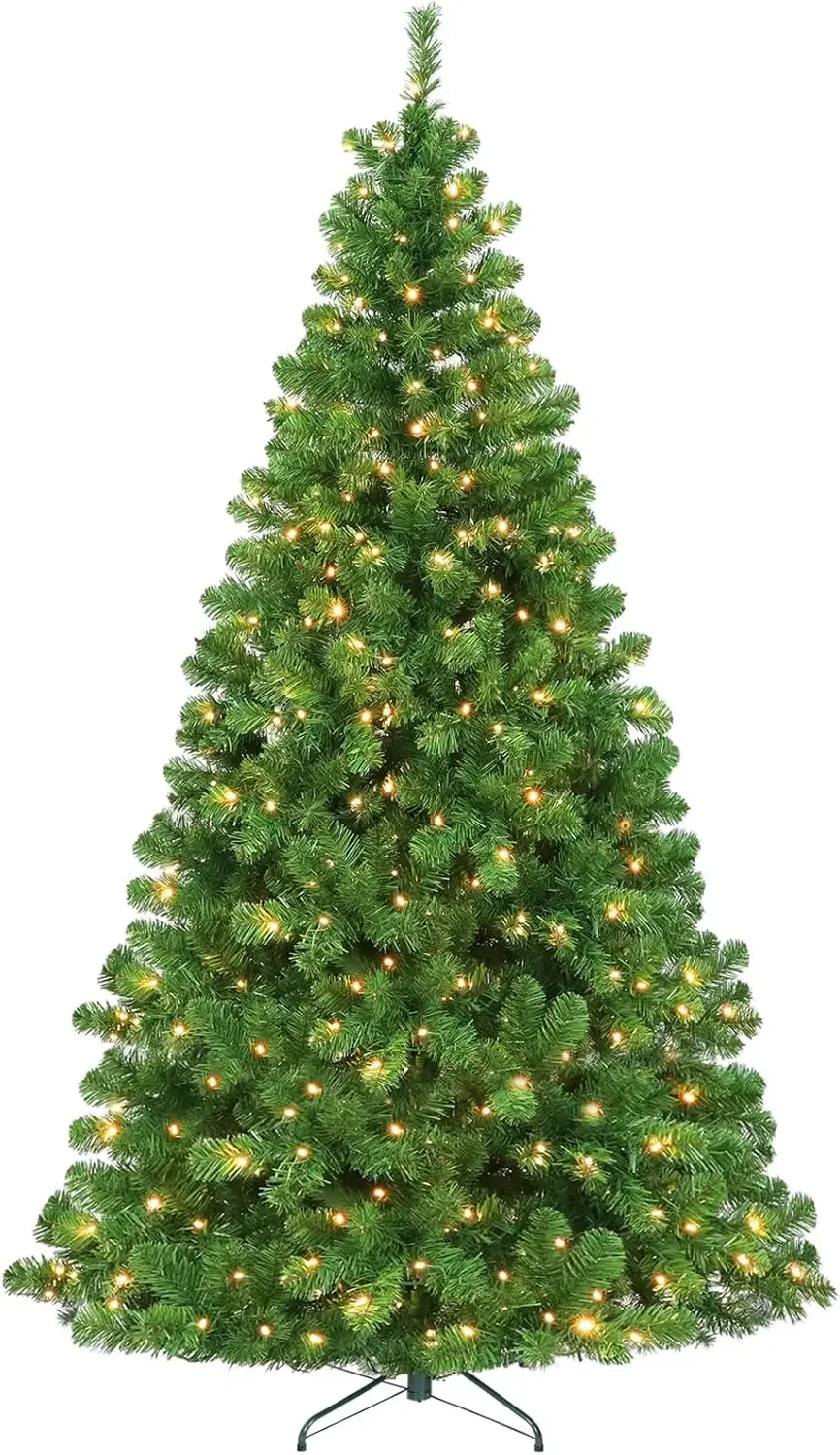 

6 Fuß langer vorbeleuchteter künstlicher Weihnachtsbaum, 551 PVC-Zweigspitzen, 300 warmweiße LED-Leuchten, einfache Montage