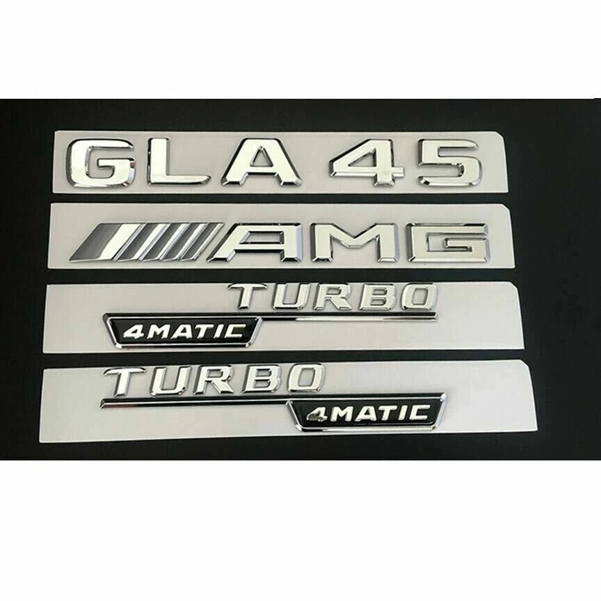 

Chrome Trunk Fender Emblems Badges for Mercedes Benz X156 GLA45 AMG TURBO 4MATIC