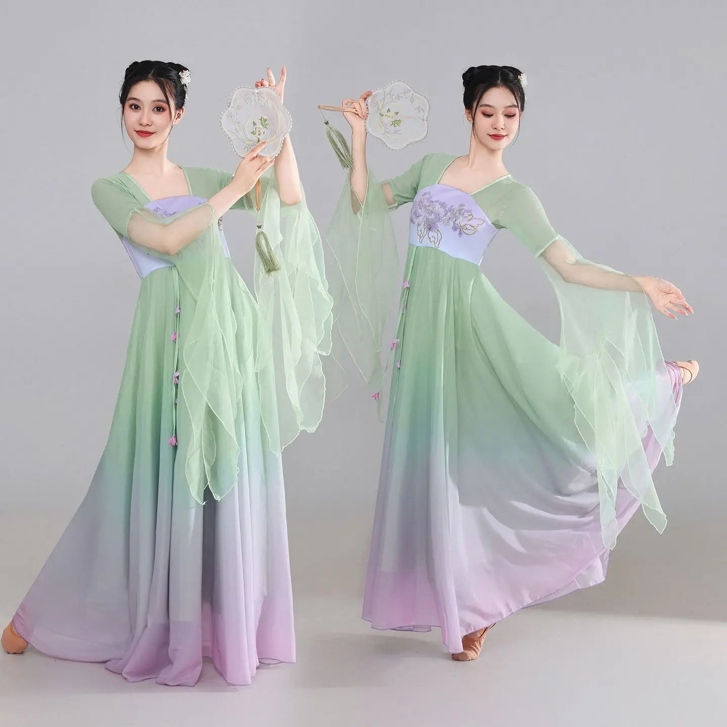 

Новое классическое танцевальное платье в китайском стиле для женщин: струящийся костюм Ханьфу для выступлений в стиле династий Хань и Тан для китайских танцев