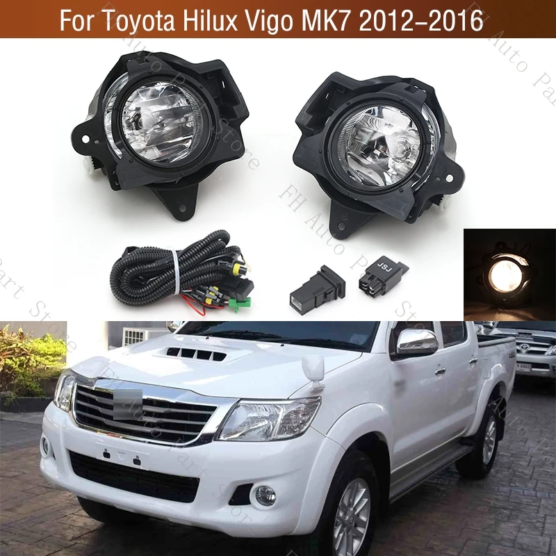 1Set Foglamp Foglight For Toyota Hilux Vigo MK7 2012-2016 Front Bumper Fog Light Lamp