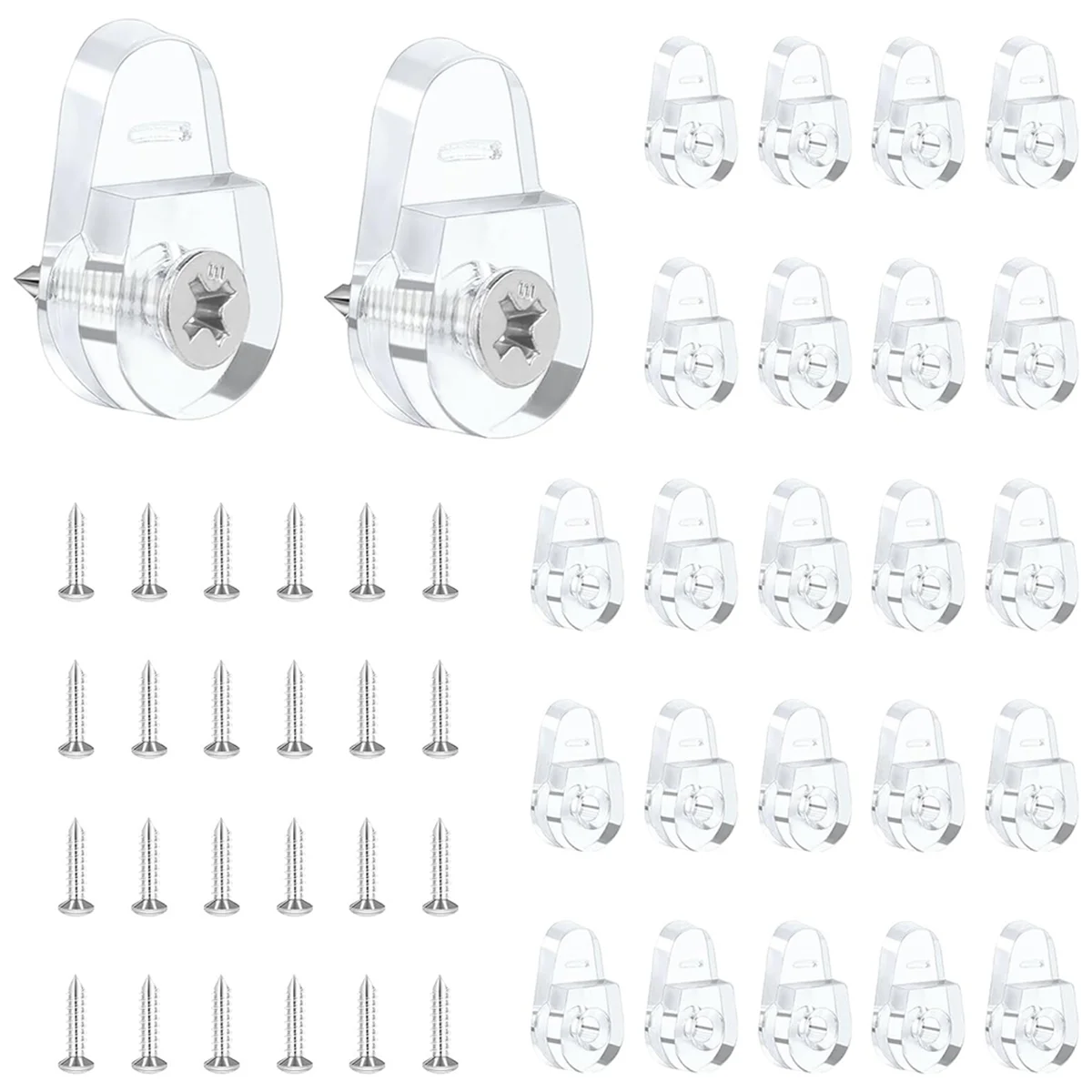 25 Pack Mirror Mounting Clips Kit, Round Mirror Hangers for Wall Glass Retainer Clips Kit Clear Mirror Mounting Clips