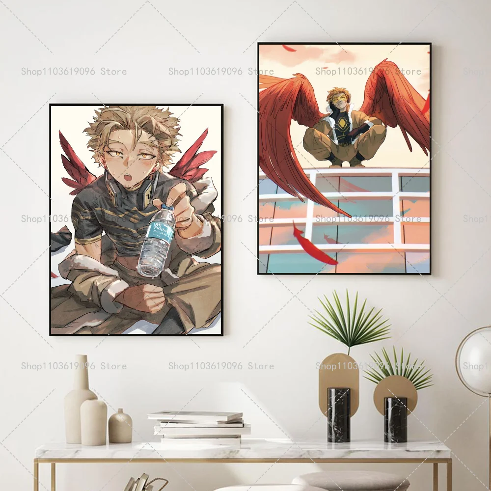 Anime My Hero Academia Hawks Classic Anime Poster Self-adhesive Art Waterproof Paper Sticker Coffee House Bar Room Wall Decor