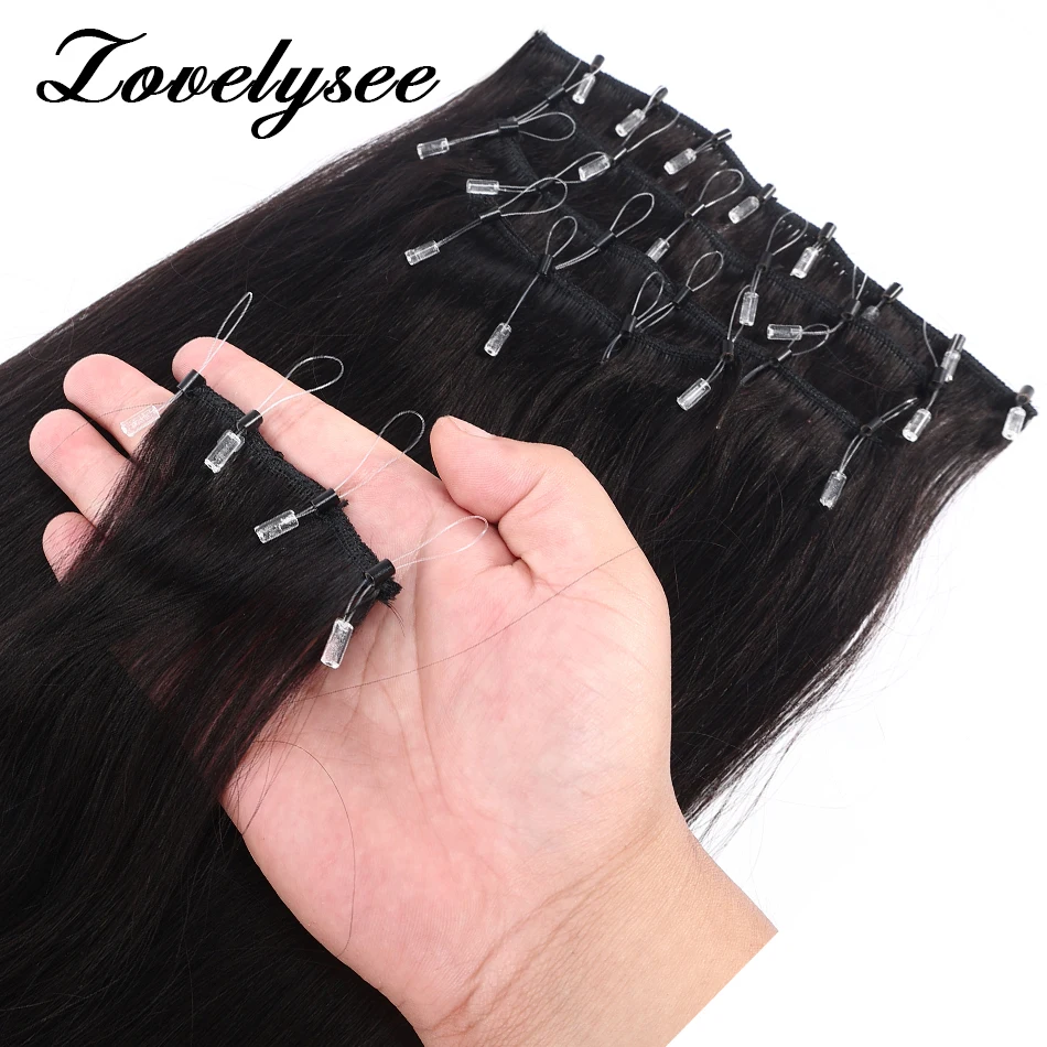 Beaded Weft Hair Extensions Straight Natural Black Human Hair Seamless Weft Hair with Micro Loop Beads Salon Quality 1 Pack 100G