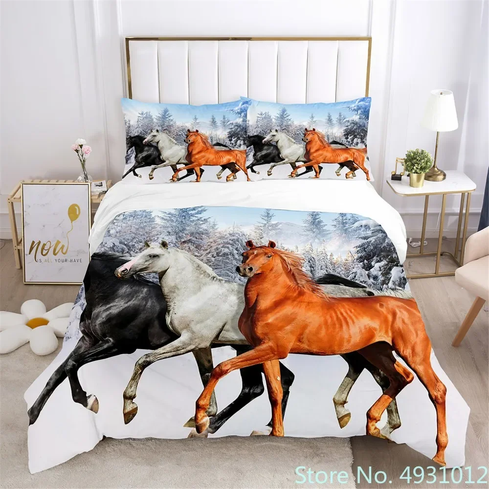 Cozy Bedding Set with A Steed Good Horse Flower 3D Print Duvet Cover for Child Kids Teens Adult Home Textile Quilt Cover