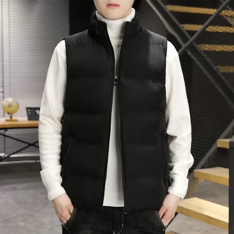 2026 Soft Padded Waistcoat Men Lightweight Winter Vest Stylish Warm Windproof Sleeveless Outdoor Coat Casual Gilet Mens Clothing