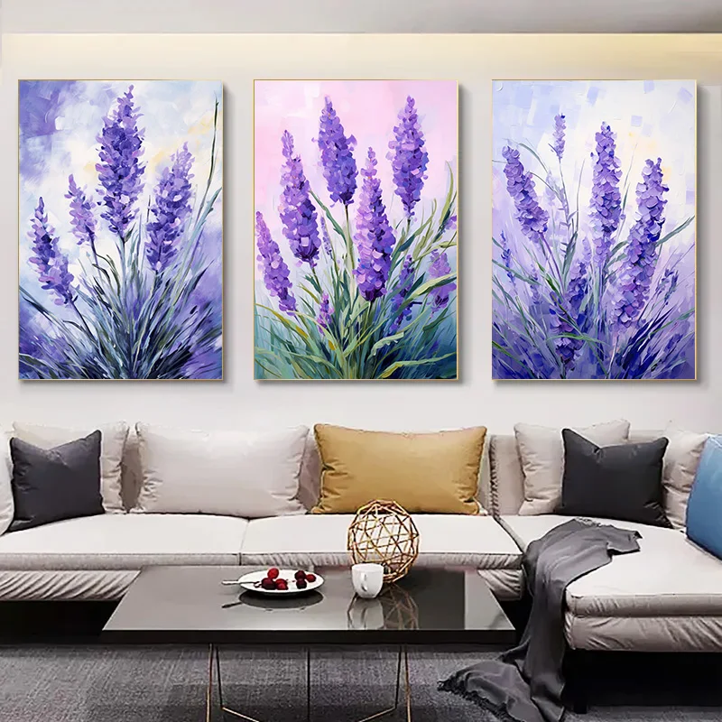 Posters for Wall Decor Canvas Painting Lavender Artistic Conception 1pcs Bedroom Decoration Home Beautiful Scenery Room Pictures