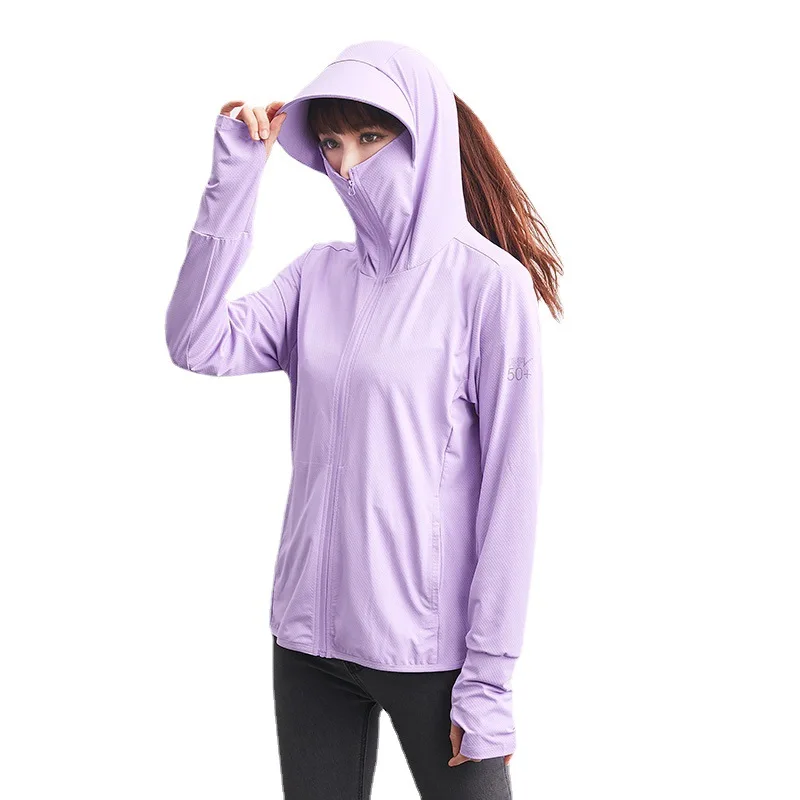 UV Hooded Skin Clothing for Men and Women, Sun Protection, Summer Sun Protection, UPF50 + Brim, Ice Silk